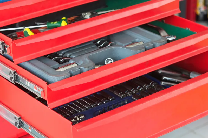 Red three draw toolbox. 