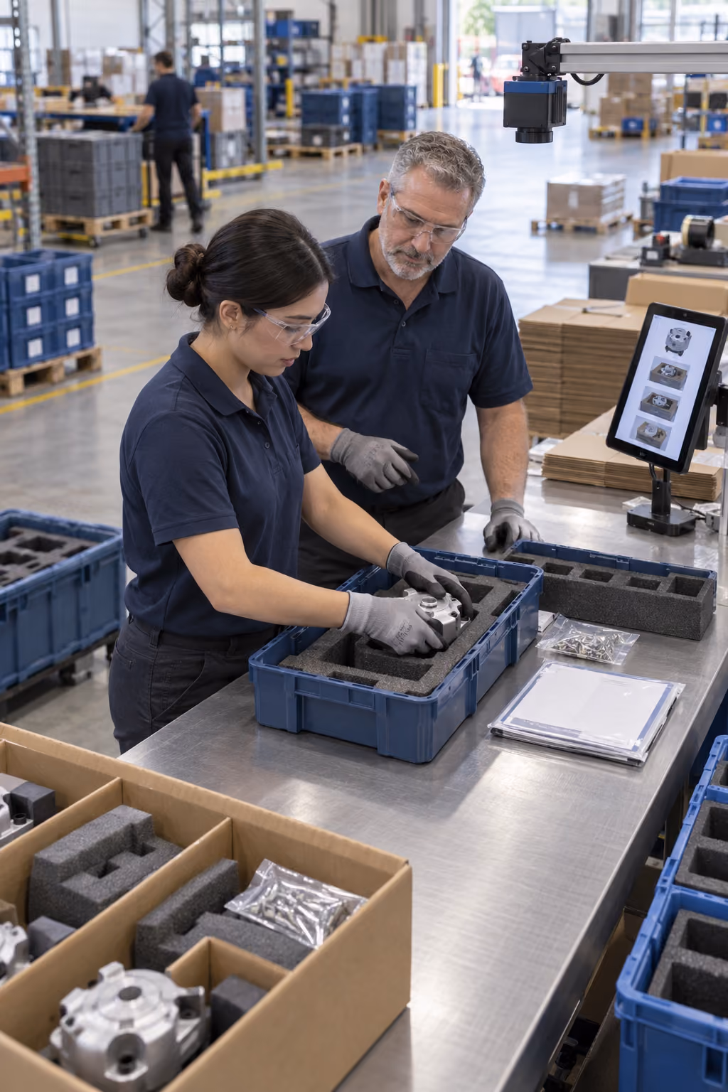 one person observing and overseeing another worker 