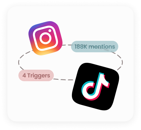 a diagram that represents tiktok and instagram, getting scrapped by noisia. 