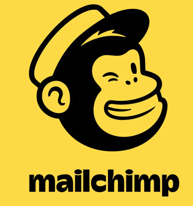 Mailchimp brand logo featuring a stylized winking chimpanzee wearing a cap on a yellow background.