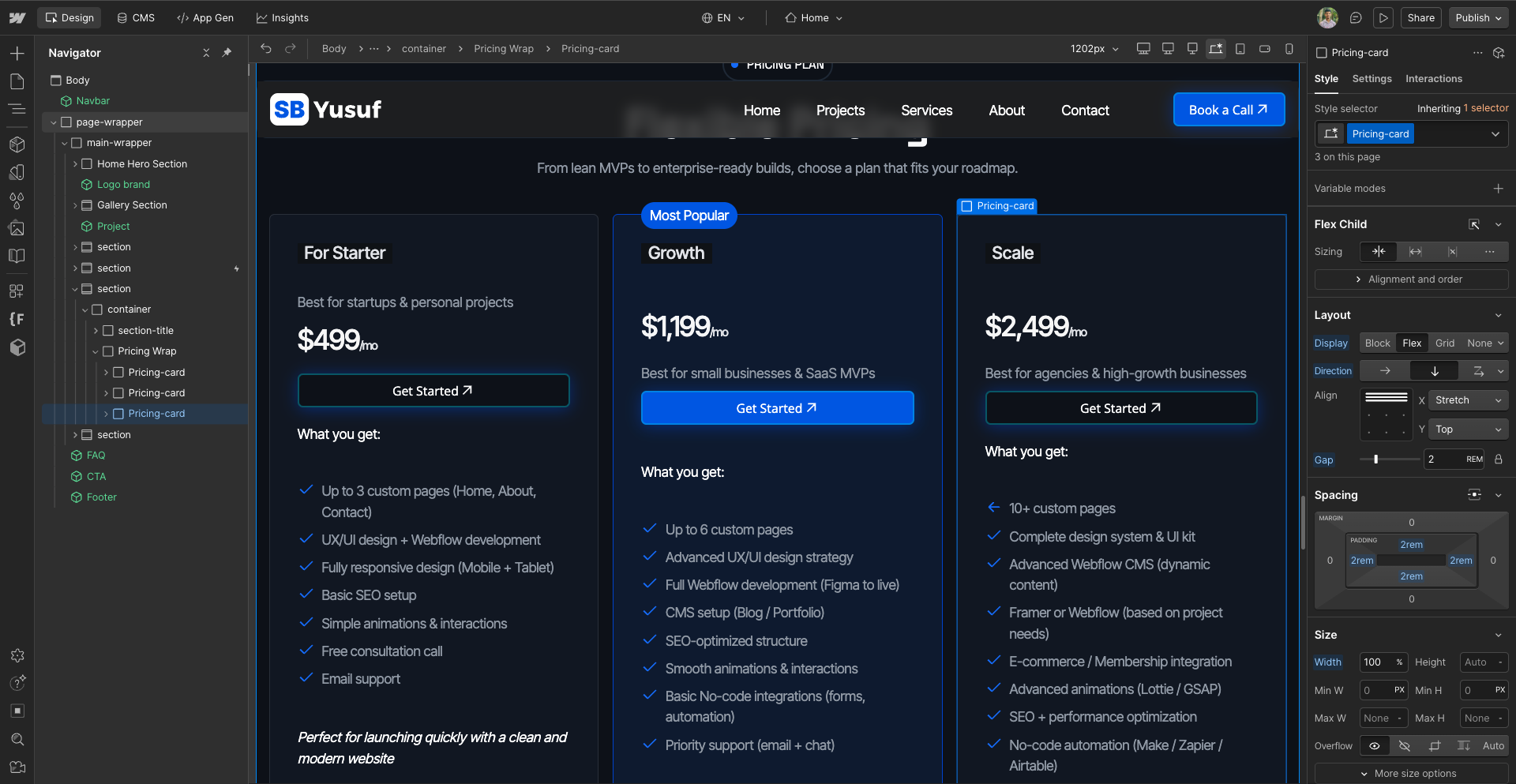 sb yusuf High-converting landing page design Webflow
