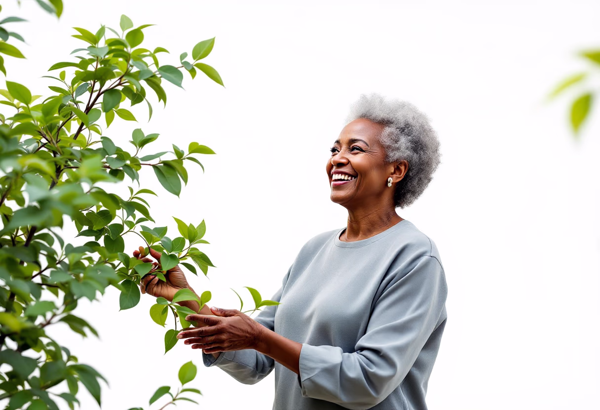 image of a customer admiring garden work