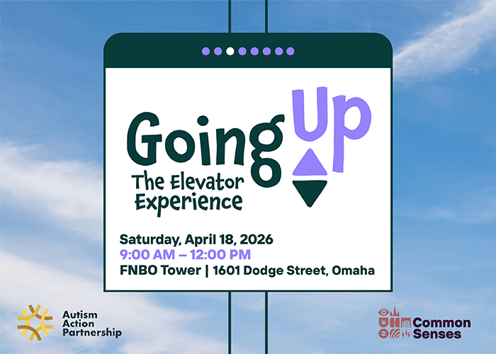 Image with text: Going Up, The Elevator Experience, Saturday, April 18, 2026 9:00 AM - 12:00 PM FNBO Tower | 1601 Dodge Street, Omaha