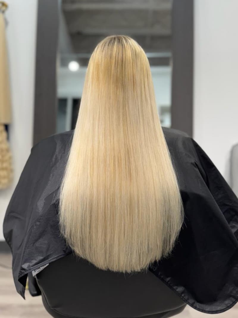 20 inch Ice Fusion Hair Extensions in Houston – platinum blonde premium European hair by Bloom Studio