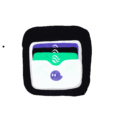 Wallet icon with art NFT's in them. 