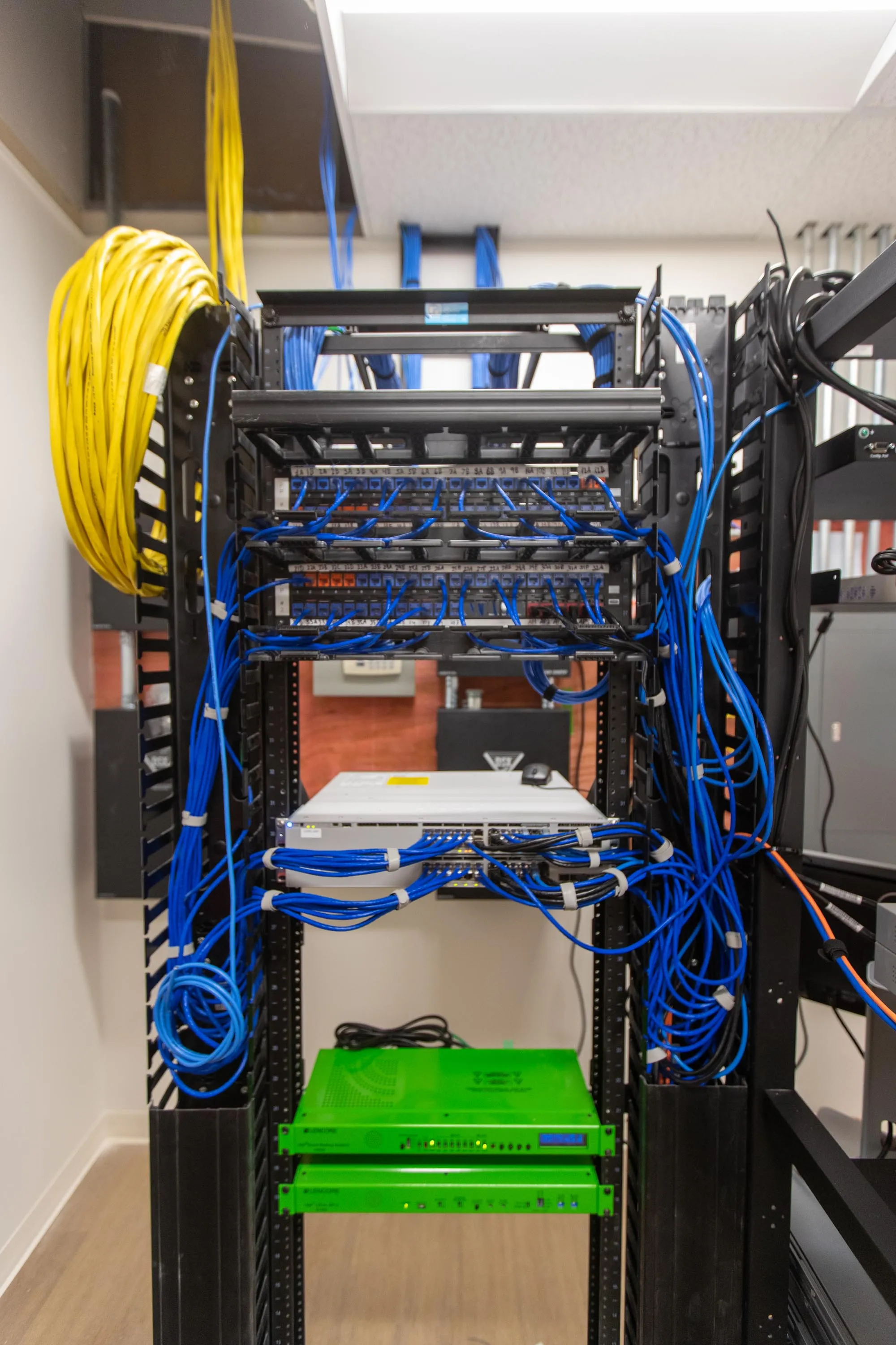 Fully cabled structured cabling rack in Kansas City