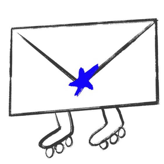 a mail with little rollers for refine & deliver