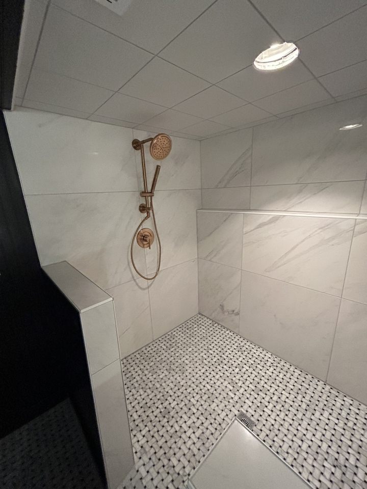 Copper Showerhead Bathroom Remodel