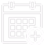 Calendar icon with a plus symbol, indicating adding or scheduling an event.