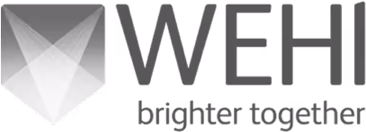 WEHI logo with stylized shield and text 'brighter together'.