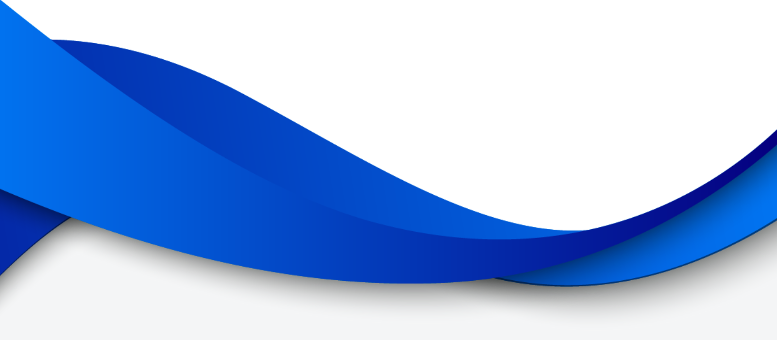 Abstract overlapping blue curved ribbons on a light background.