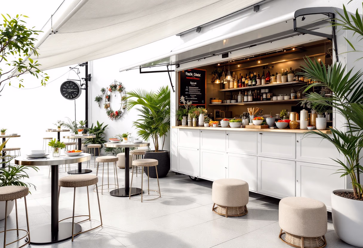 [background image] image of an outdoor eating area (for a food truck)