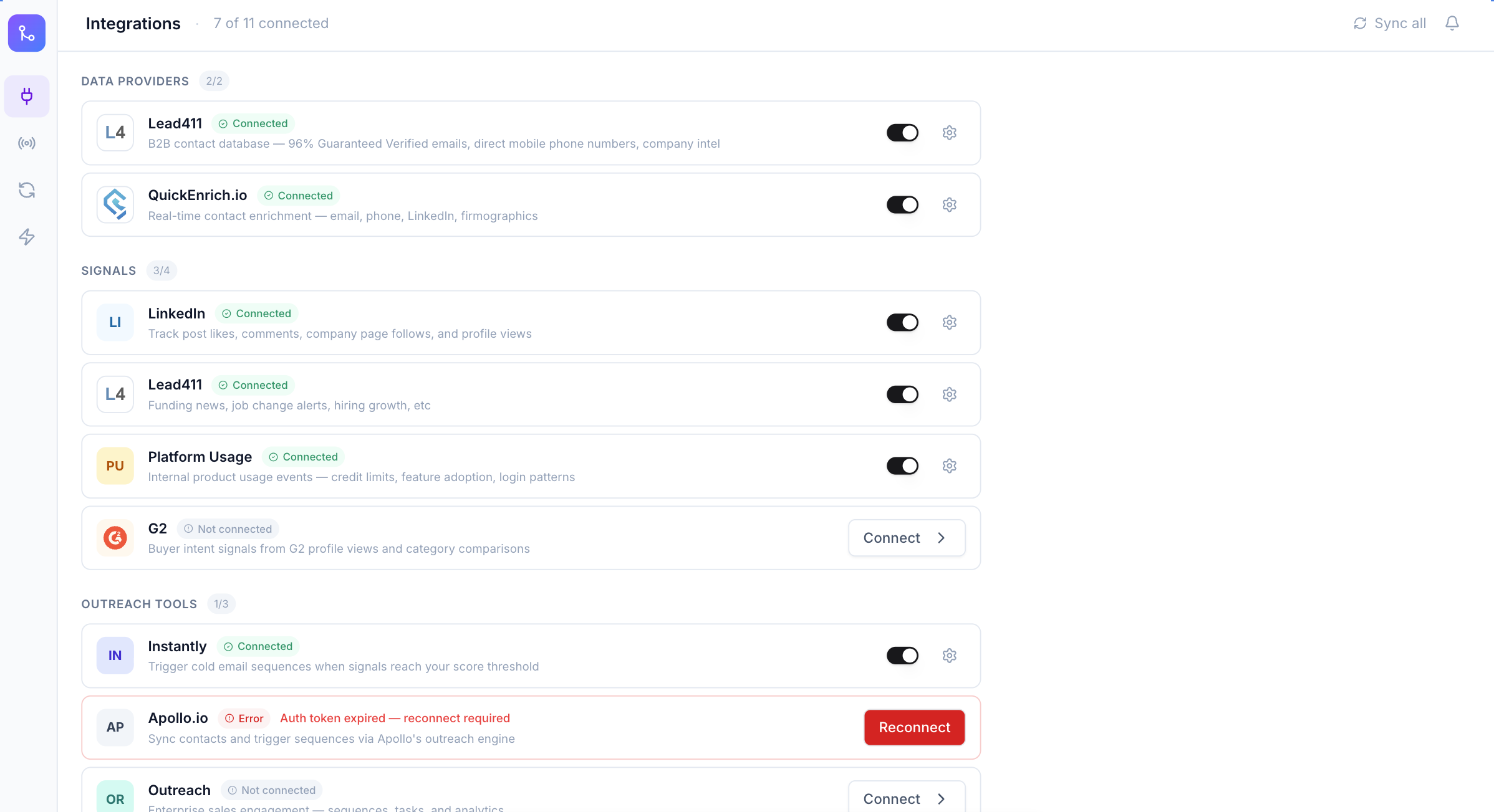 Claude GTM Mesh — Integrations page