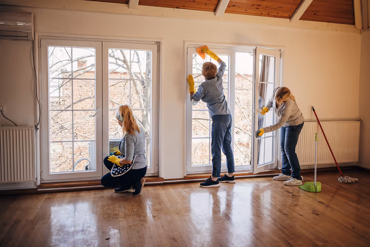 CloudClean professional cleaning team - comprehensive home cleaning service including windows and floors