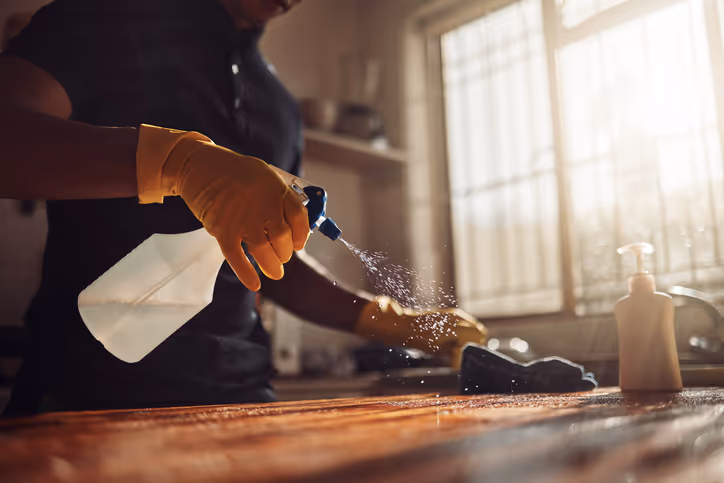Deep cleaning process showing health benefits of thorough home sanitization