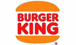 The Burger King logo with the iconic bun surrounding the name, representing the fast-food restaurant known for its flame-grilled burgers and quick, reliable service.