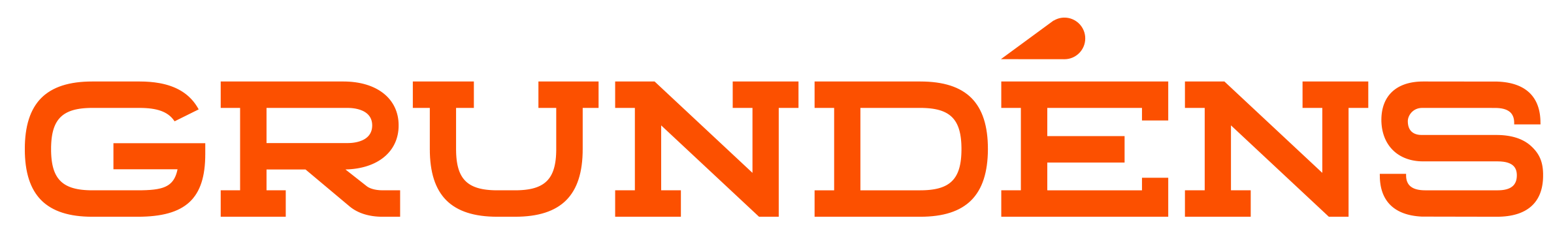 GRUNDÉN'S logo in bold orange uppercase letters.