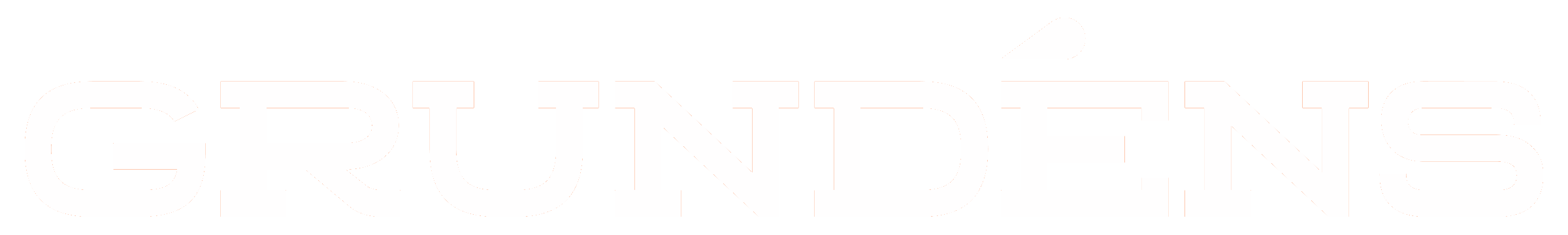 White text spelling GRUNDÉNS in bold uppercase letters on a transparent background.