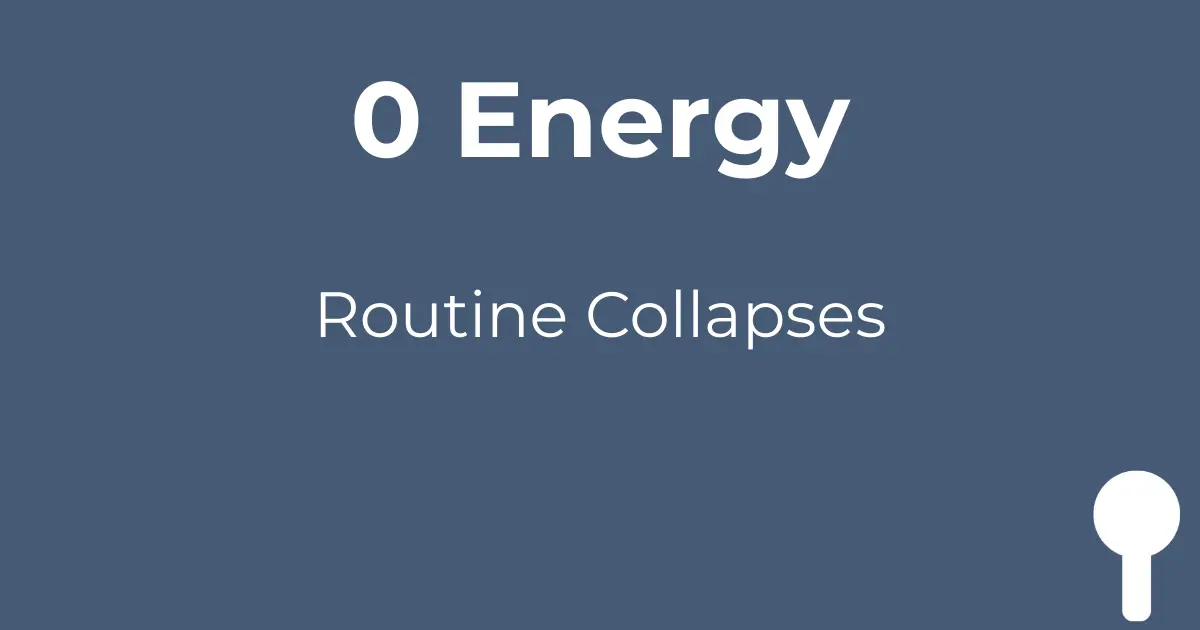 Blog graphic: 0 Energy- Routine Collapses, white text on purple background with spoon icon