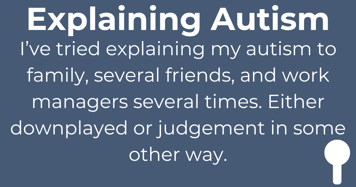 A dark blue background with spoons logo on bottom right. Heading text is "Explaining Autism".