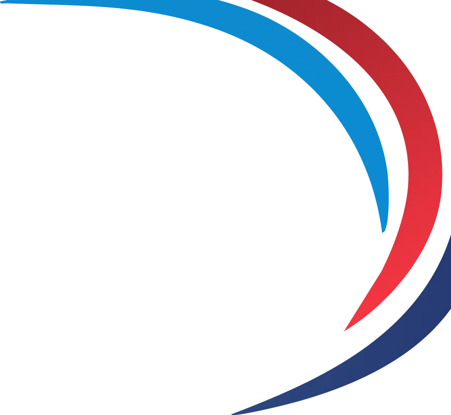 Abstract curved lines in blue, red, and dark tones, symbolizing dynamic movement for branding purposes.