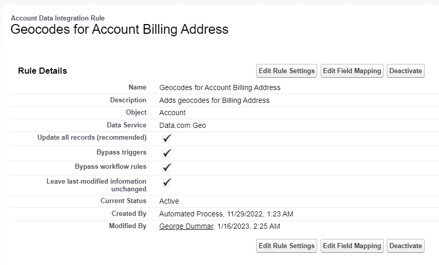 Geocodes for Account Billing Address