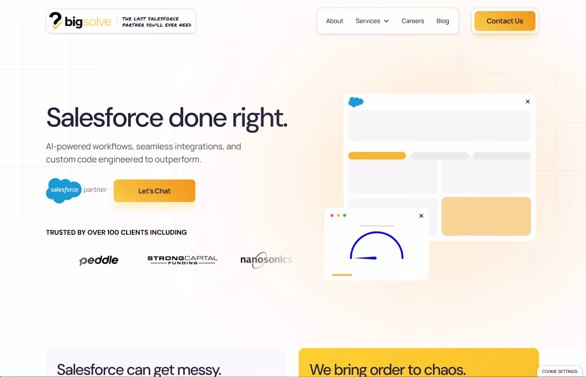 BigSolve's redesigned website homepage focused on Salesforce ROI