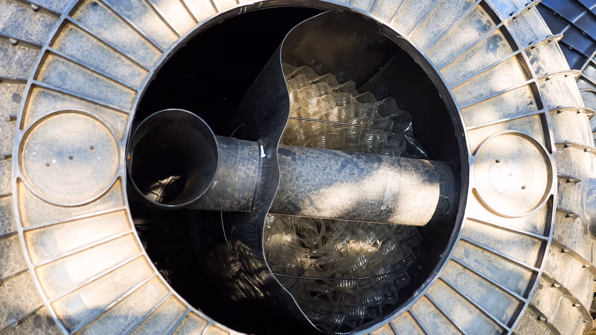 A look inside of a septic baffle
