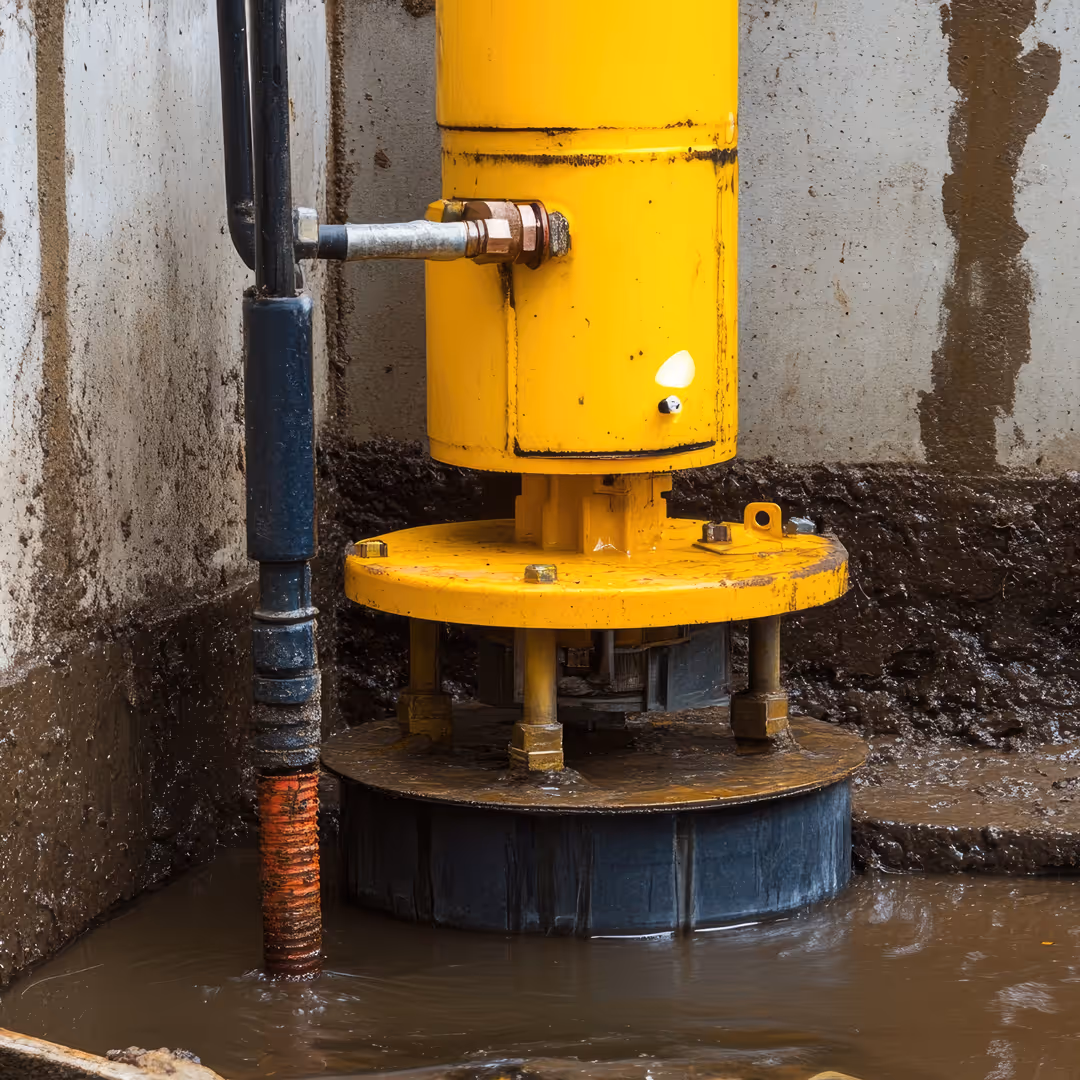 A yellow pump inside a lift station