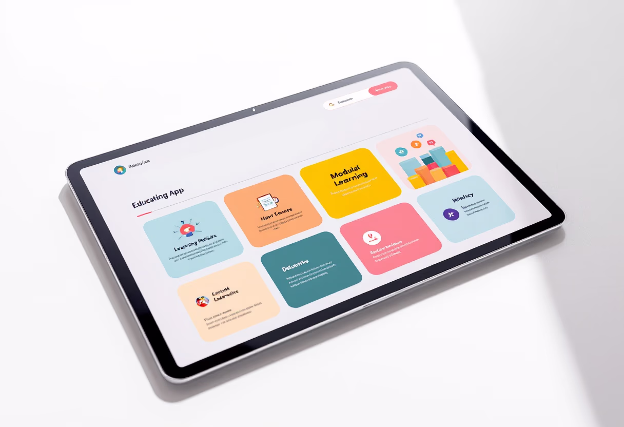 [interface] image of a tablet with an educational app (for edtech)