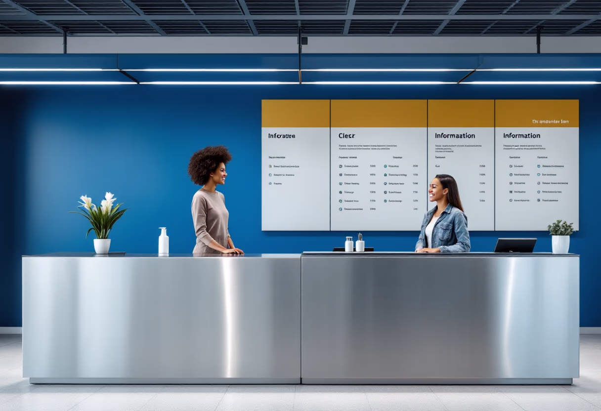 image of a person asking a question at an information counter (for a mobility and transportation)