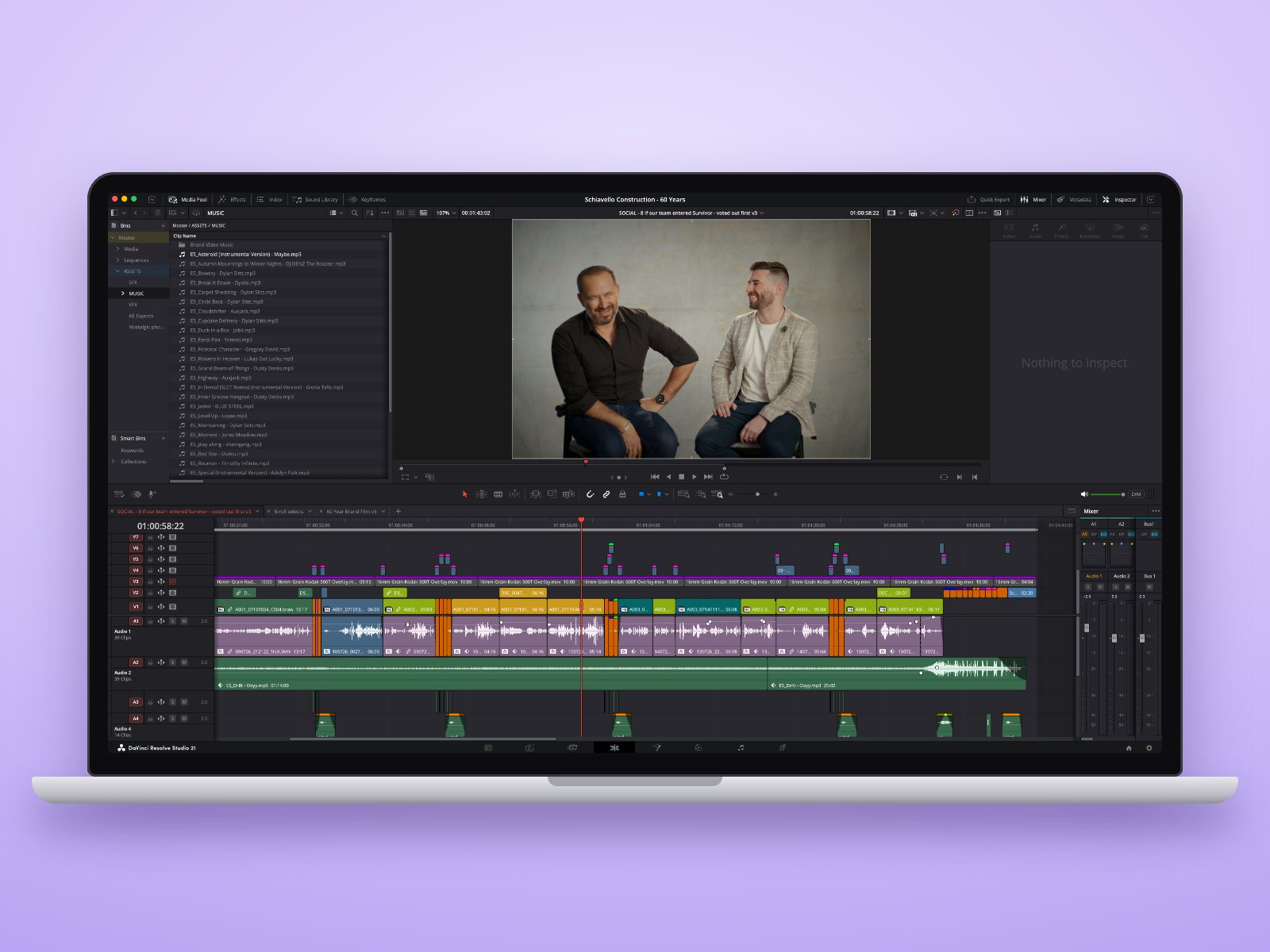 WVFRM editing a client brand film in DaVinci Resolve