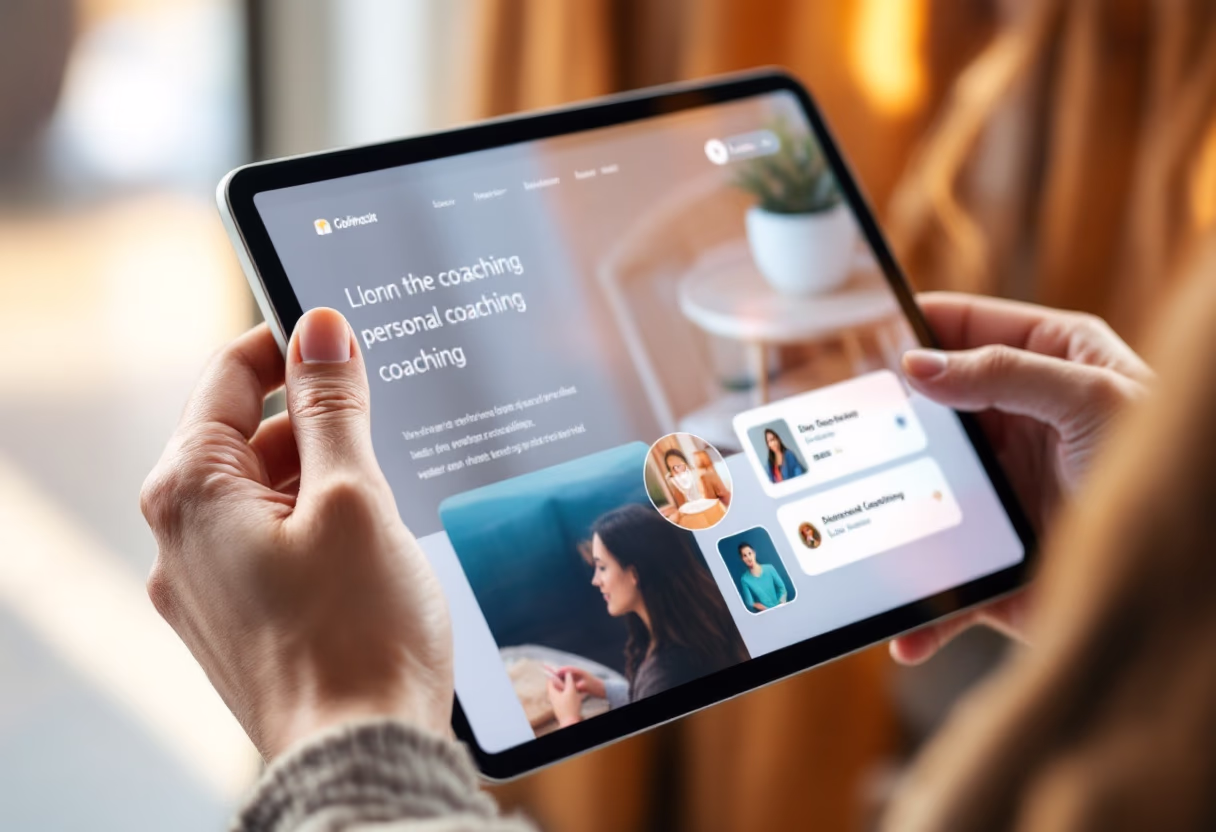 image of a client interacting with digital content for a personal coach & consultant