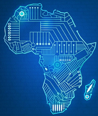 African map looking like a chip