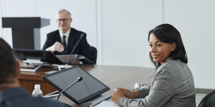 three person meeting