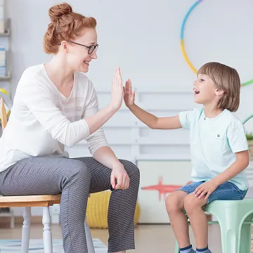mom and son working together on eating healthy