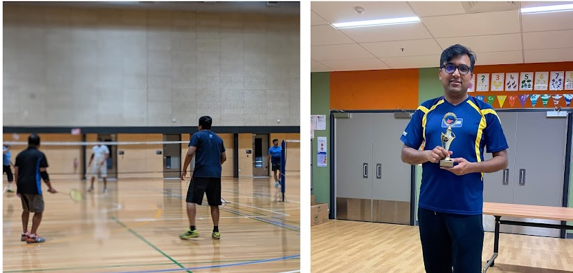 Rashid playing badminton