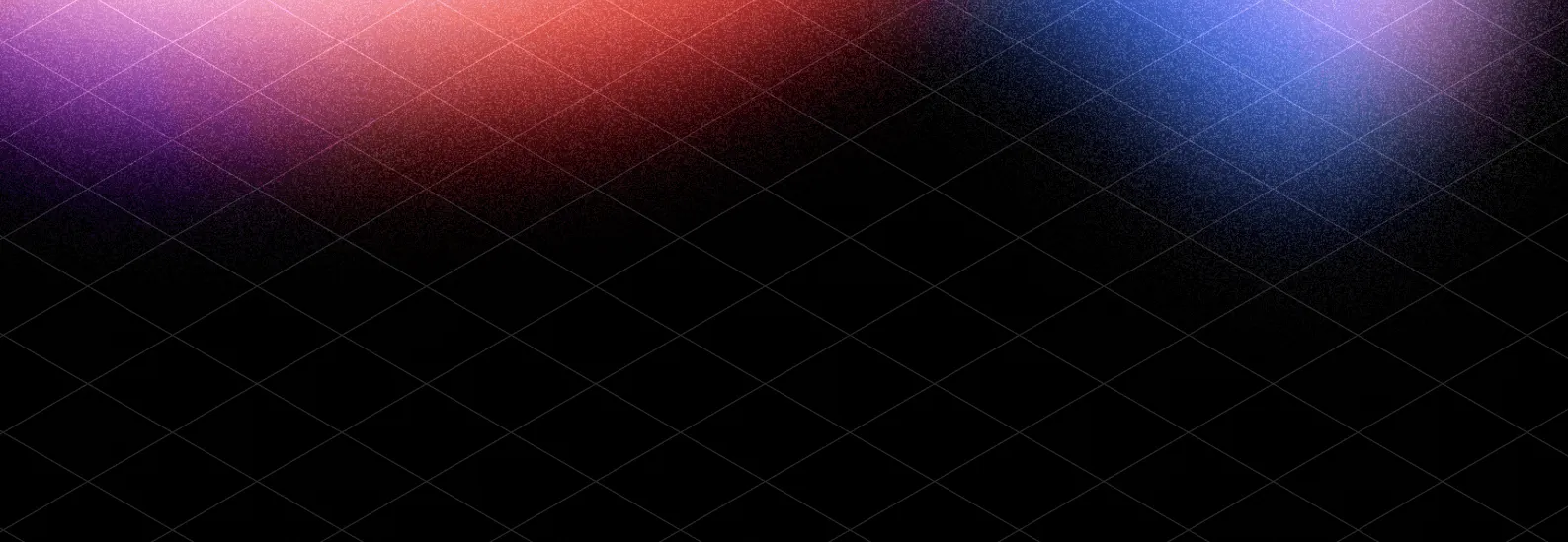 Abstraktes digitales Raster mit verschwommenen Glühtönen in Lila, Rot und Blau auf schwarzem Hintergrund.