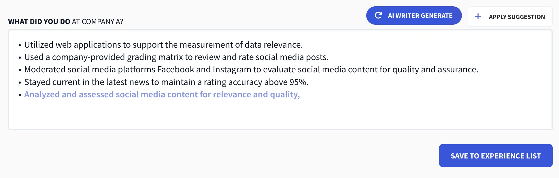 resumatic ai bullet point writer