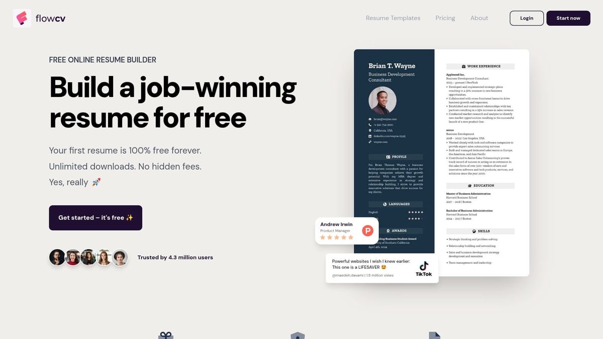 7 Essential AI Based Resume Builder Free Tools for 2025 - FlowCV