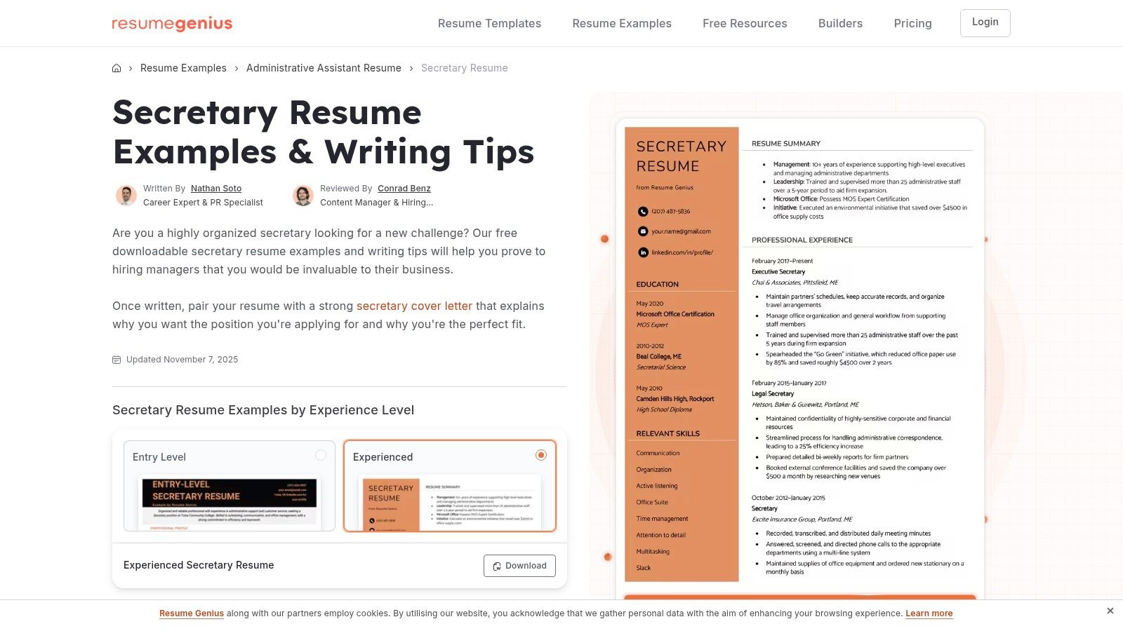 6. The School Secretary Resume Sample