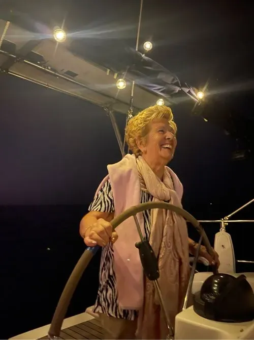 a grandmother on a boat trip in barcelona