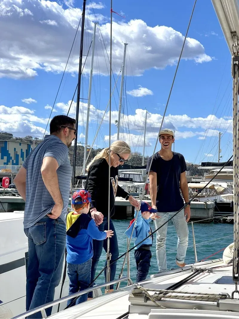 family boat trip activity in barcelona