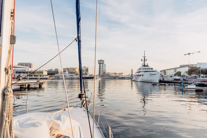 a boat in port vell, barcelona