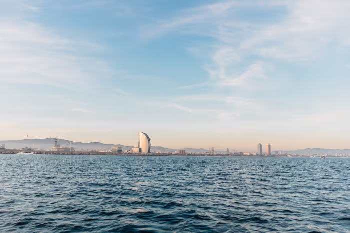 the views of barcelona from the sea