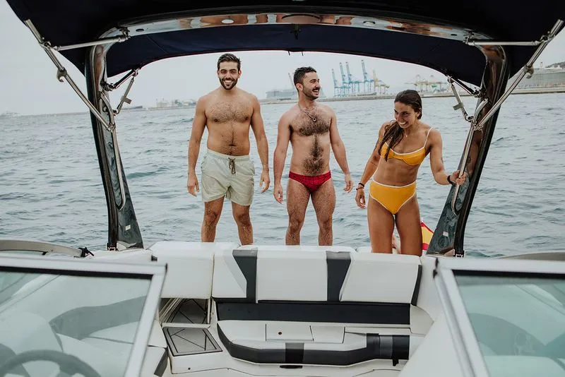 a motorboat in Barcelona