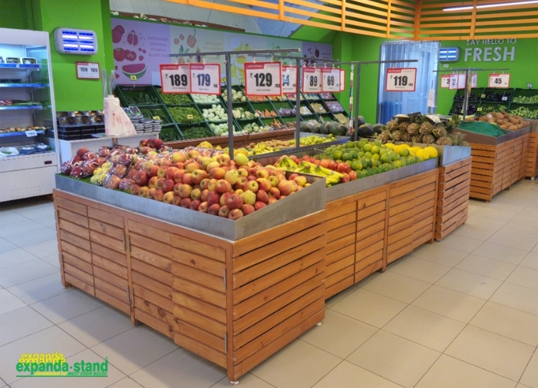 SS Wall F&V Racks for Fresh Produce Display