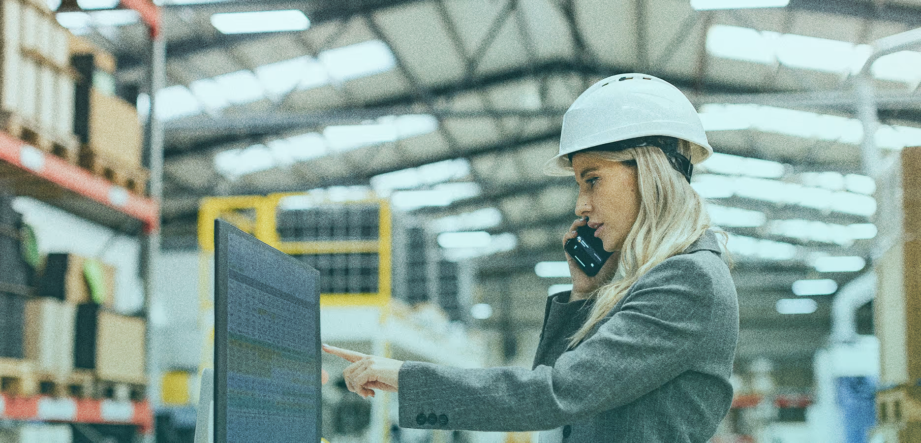 Women calling and tapping on screen