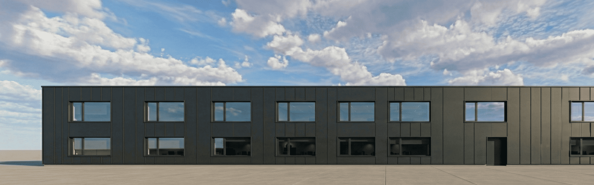 Nasze podejście do BIM - precyzyjny render elewacji budynku przemysłowego z dokumentacją techniczną, modelowanie informacji o budynku BRJ-Studio