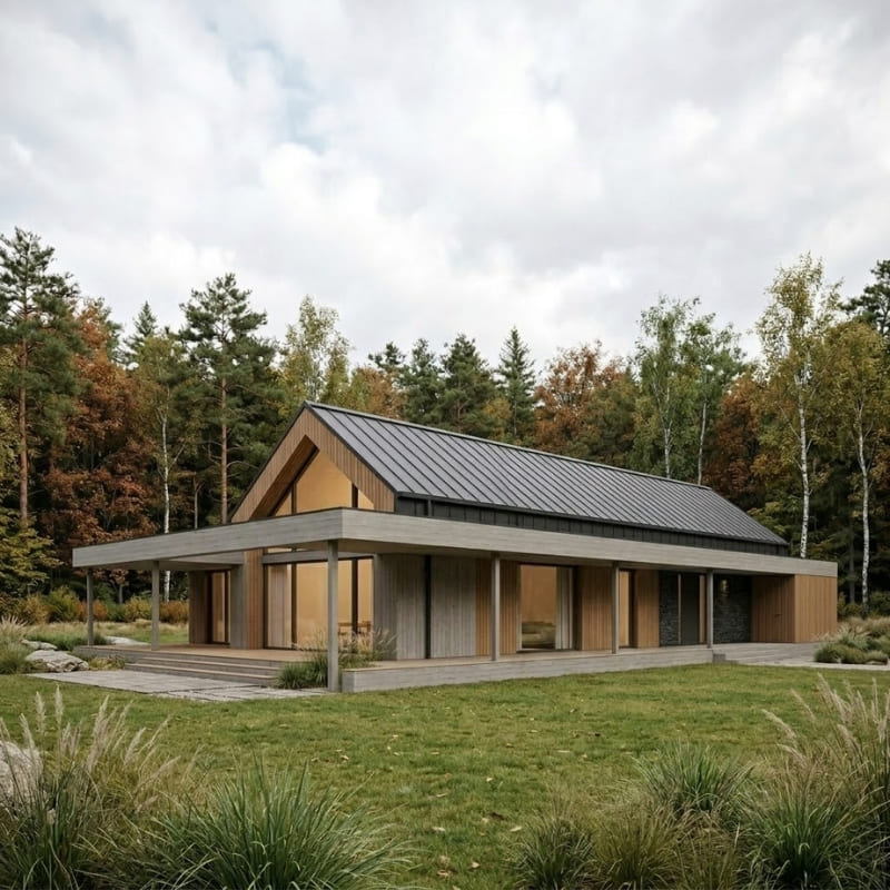 2. Projekt indywidualny nowoczesnego domu w stylu stodoły - architekt Mińsk Mazowiecki